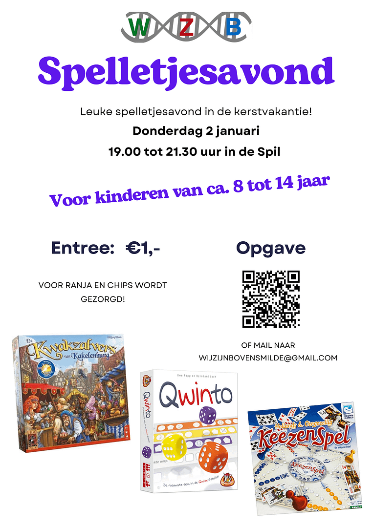 Spelletjesavond voor kinderen van 8 tot 14 jaar
